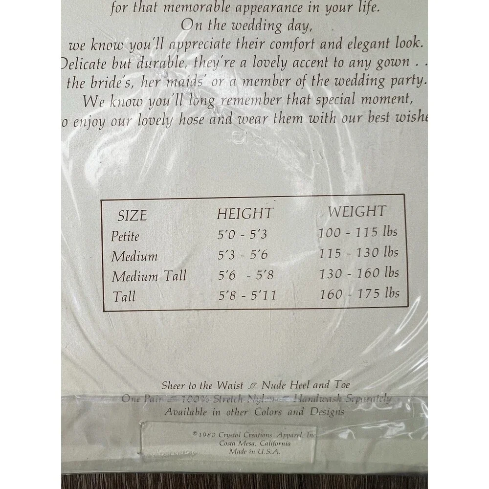 Vintage Bridal Belles For Legs Pantyhose White Petite Tulips Tall Fits NIP